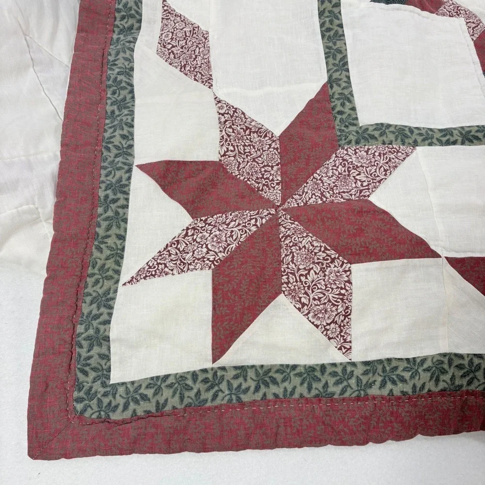 Holiday Quilt 84x84 Patchwork Christmas Star Backing Cottage Grandma Farmhouse